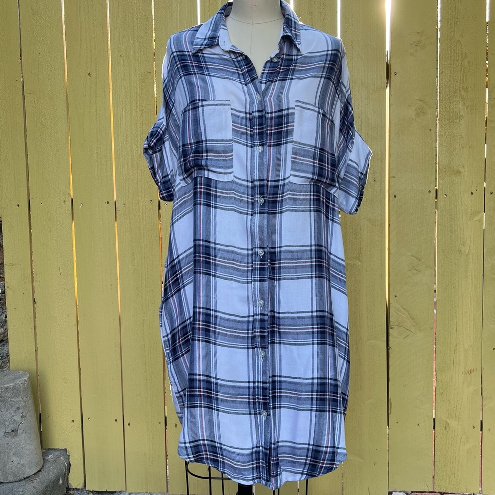 Plaid Shirt Dress Sise L